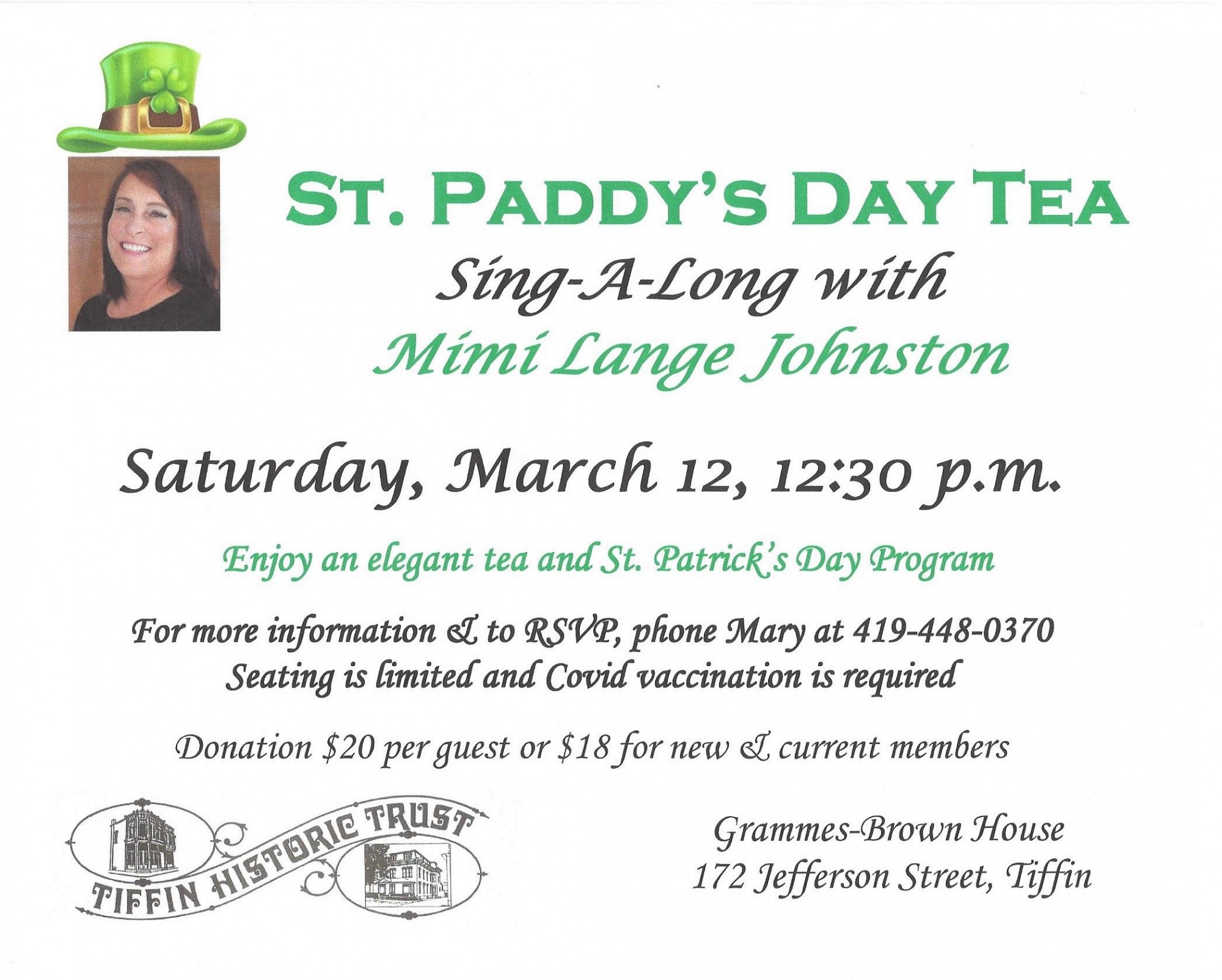 St. Paddy's Day Tea Sing-A-Long with Mimi Lange Johnston